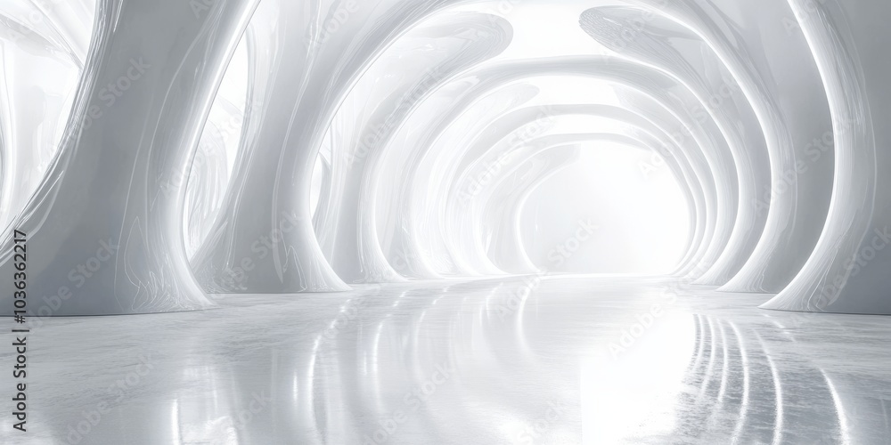Sleek Futuristic Hallway with Fluid Architectural Design Sleek Futuristic Hallway with Fluid Architectural Design