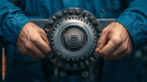 A technician's hands focused on adjusting machinery, showcasing precision and expertise in engineering and mechanical work.