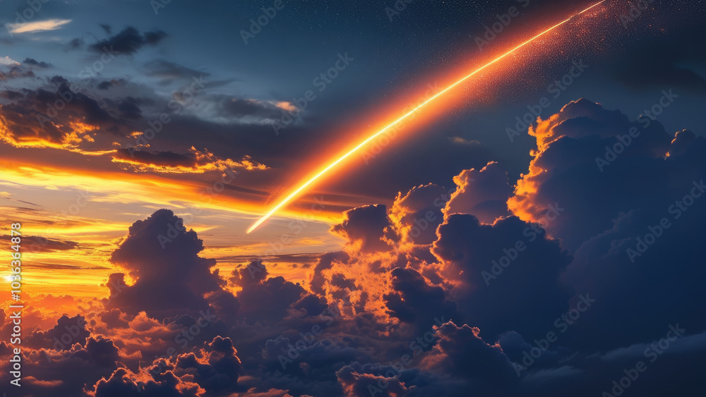 Meteor Breaking Through the Clouds at Twilight Meteor Breaking Through the Clouds at Twilight