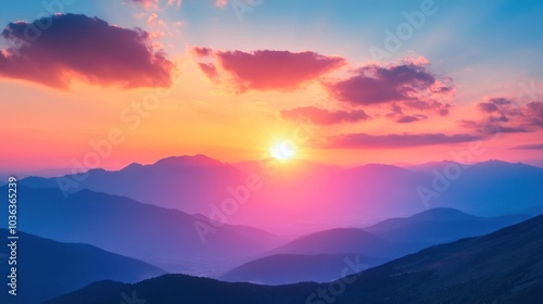 Mountain Sunset with Vivid Colors