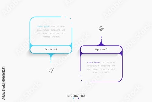 Vector Infographic label design template with icons and 2 options or steps. Can be used for process diagram, presentations, workflow layout, banner, flow chart, info graph.