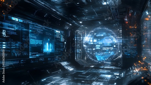 Media technology in space. Mixed media. 
