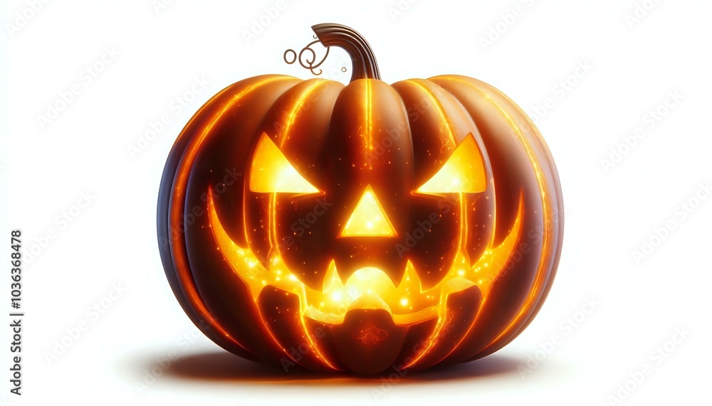 Glowing Jack-o'-Lantern with Menacing Expression Glowing Jack-o'-Lantern with Menacing Expression