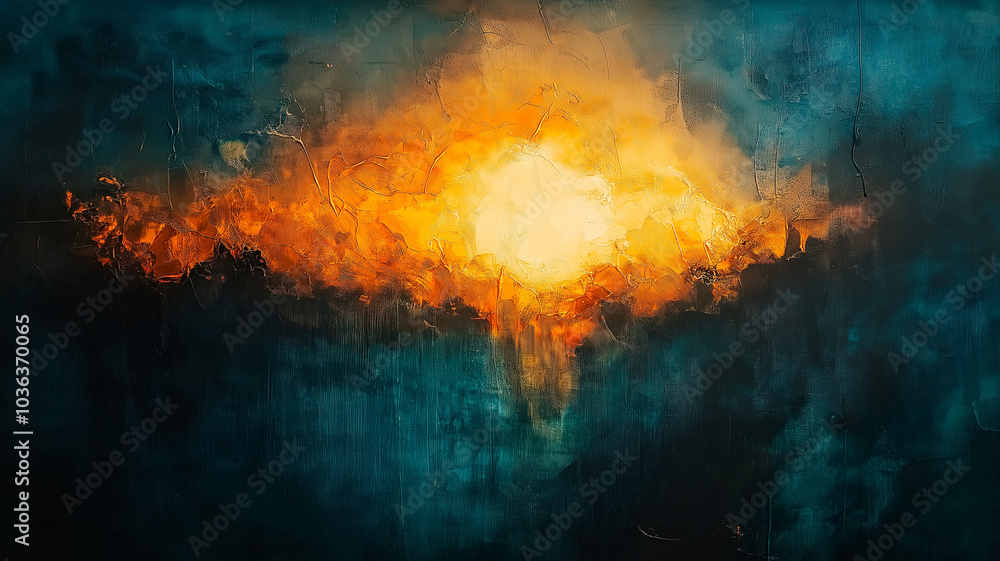 vibrant abstract painting showcasing glowing sun amidst dark clouds, evoking warmth and mystery vibrant abstract painting showcasing glowing sun amidst dark clouds, evoking warmth and mystery