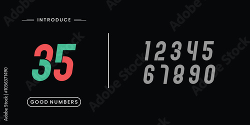 Custome number set vector font alphabet, modern dynamic flat design with brilliant colorful for your unique elements design.