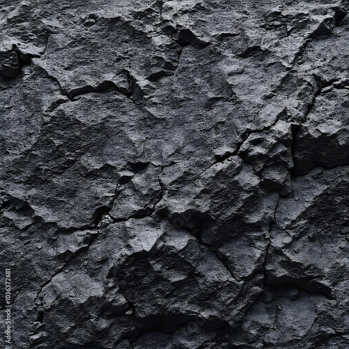 Close up of a Black white rock texture. Rough mountain surface. Wallpaper, texture, Close-up. Volumetric stone background with space for design. Dark gray grunge backdrop, background