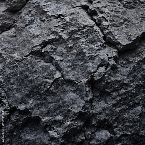 Close up of a Black white rock texture. Rough mountain surface. Wallpaper, texture, Close-up. Volumetric stone background with space for design. Dark gray grunge backdrop, background