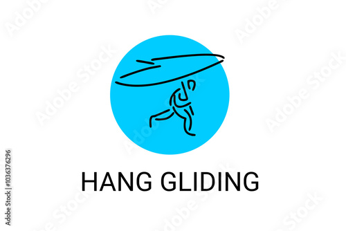 hang glider sport vector line icon. sportman, flying with hang glider. sport pictogram illustration.