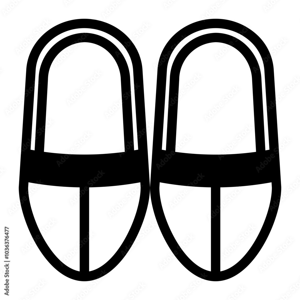 Slippers icon in Black Fill. Glyph style. Isolated on white background Slippers icon in Black Fill. Glyph style. Isolated on white background