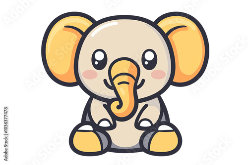 Adorable cartoon elephant with big ears and a friendly smile, perfect for children's themes and playful designs. photo