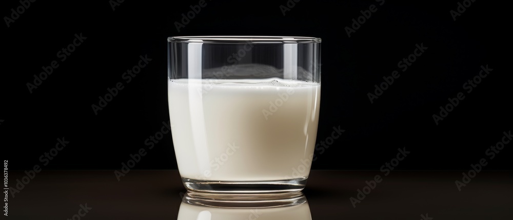 Fresh Milk in a Glass on Black Background Fresh Milk in a Glass on Black Background
