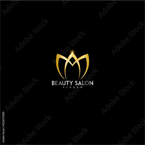 Saloon golden logo vector illustration 