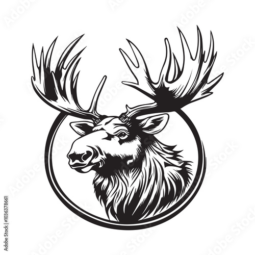 Black and white Moose Logo Design Vector  image isolated on White background. photo