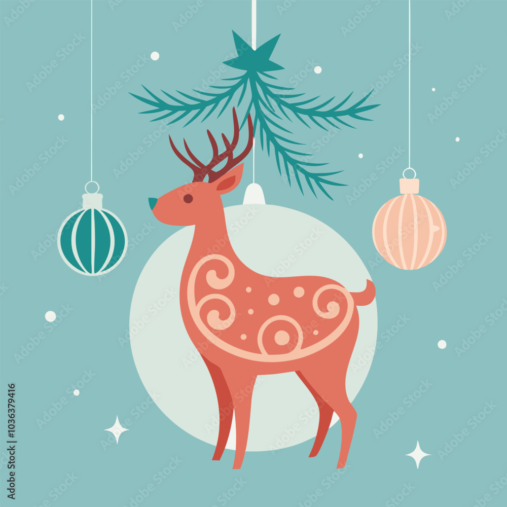 Christmas decorative reindeer vector design Christmas decorative reindeer vector design