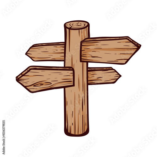 Wooden road sign pointing in multiple directions, emphasizing navigation and travel options in a natural setting