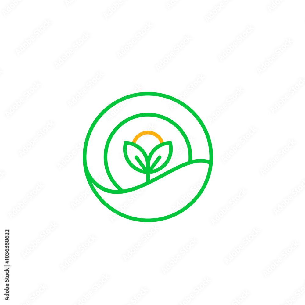 Green leaves and root sprout logo vector illustration Green leaves and root sprout logo vector illustration