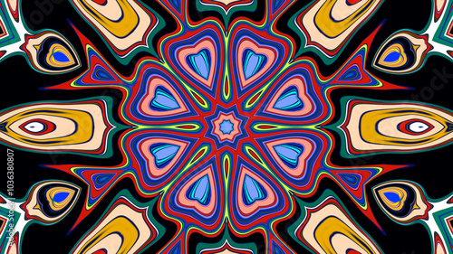 Wallpaper Mural Abstract colorful psychedelic mandala background pattern for a summer music festival
 Torontodigital.ca