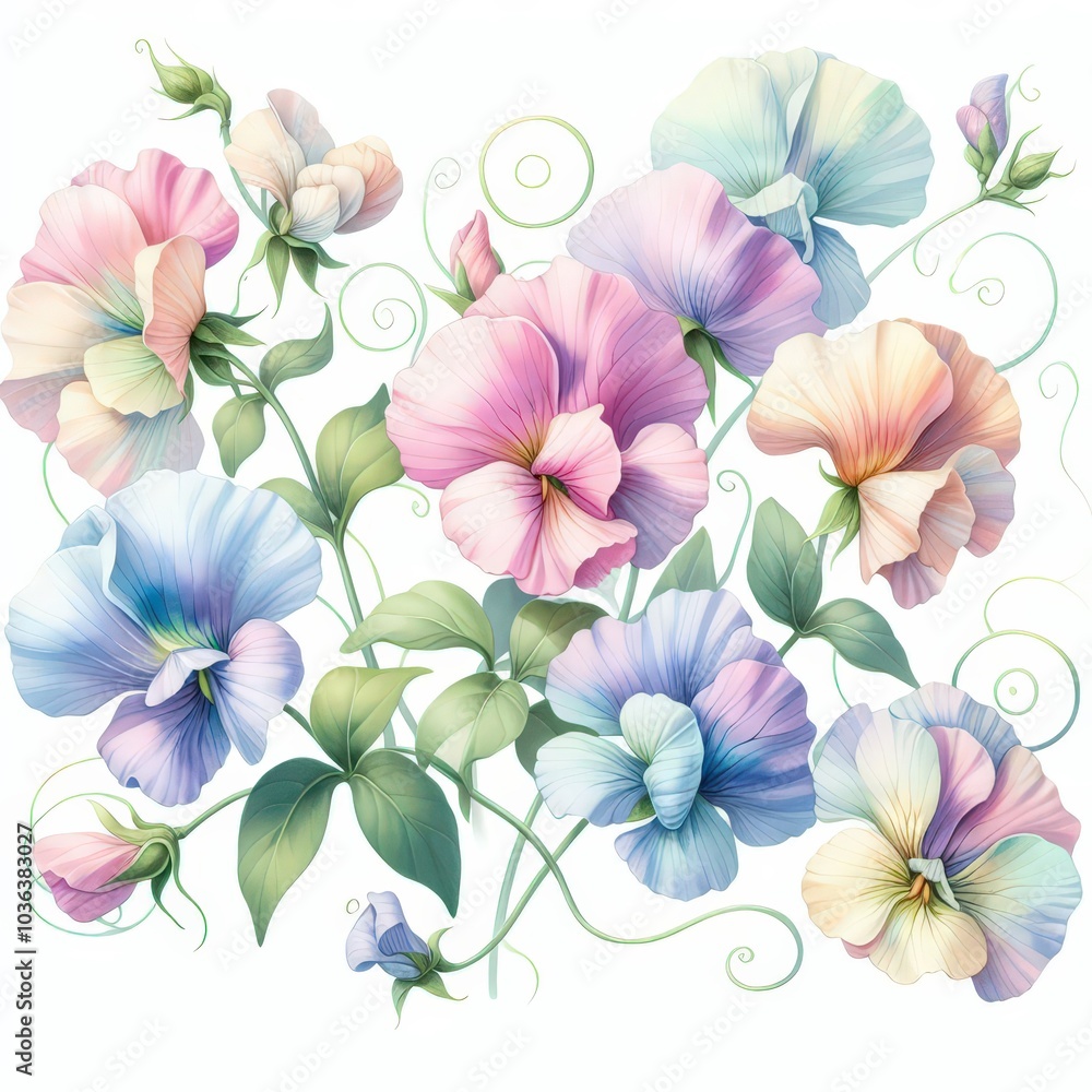 Pastel Sweet Pea Flowers. Pastel Sweet Pea Flowers.