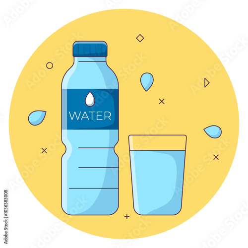 Mineral Water in Bottles Illustration. Healthy Drinks, Drinks Every Day Isolated on White Background