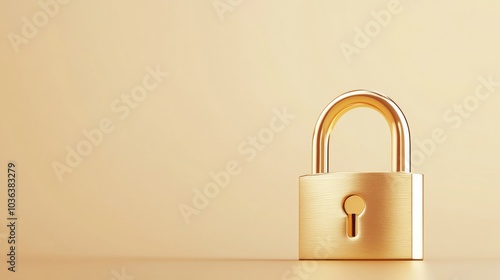 Classic Brass Padlock on a Minimalist Background