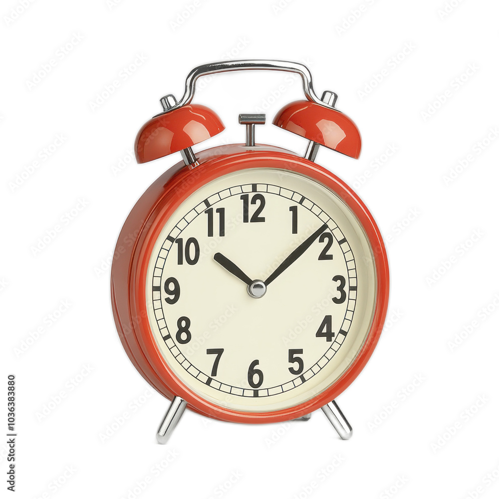 Red alarm clock time management concept isolated transparent background Red alarm clock time management concept isolated transparent background