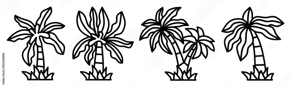 Coconut palm icon. Coconut palm thin line icon collection. Stock vector.. Coconut palm icon. Coconut palm thin line icon collection. Stock vector..