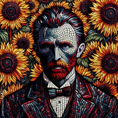 Vincent Van Gogh Mosaic Wallpaper | Van Gogh | Pointillism | Neo-Impressionism | Post-Impressionism | Amazing Wallpaper | Patterns and Textures