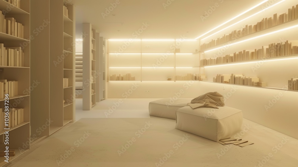 Minimalist storage room, soft lighting Minimalist storage room, soft lighting