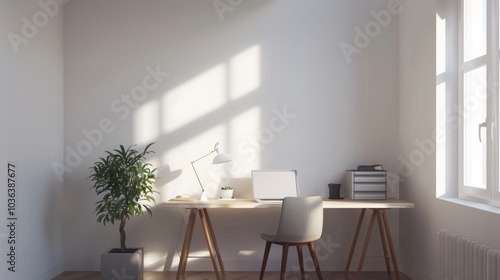 Minimalist study corner, soft lighting