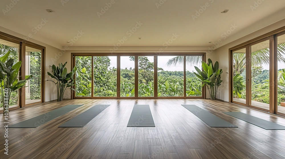 Obraz premium Serene Yoga Studio with Garden View