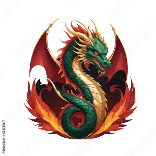 vector logo of a majestic dragon. photo