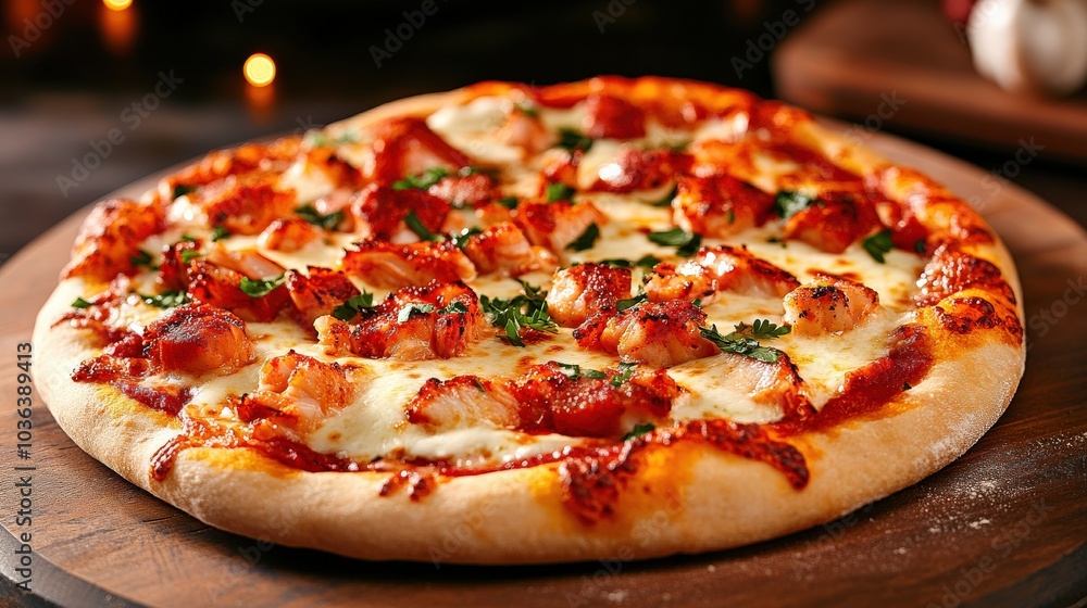 Delicious pizza with toppings on a wooden board, perfect for food lovers. Delicious pizza with toppings on a wooden board, perfect for food lovers.