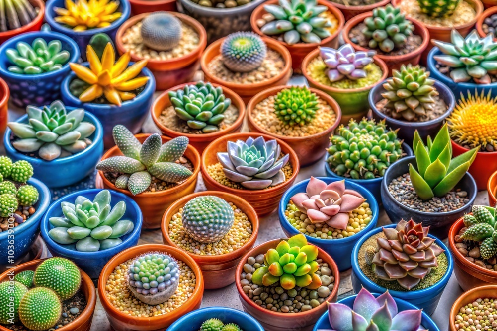 Colorful potted succulents showcasing natural beauty Colorful potted succulents showcasing natural beauty