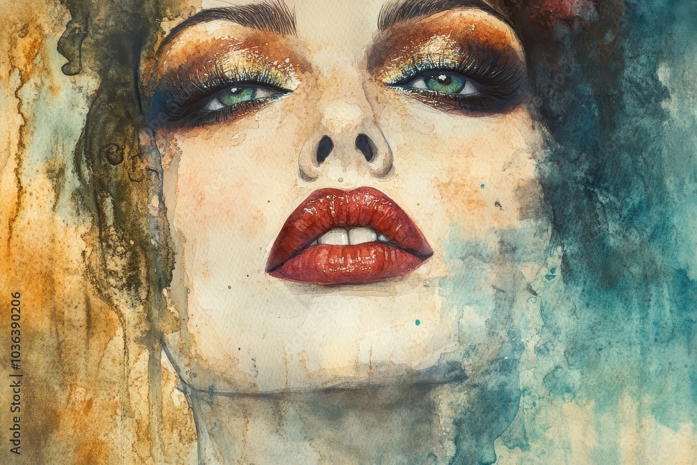 Stunning Portrait of Woman with Artistic Makeup Design Stunning Portrait of Woman with Artistic Makeup Design