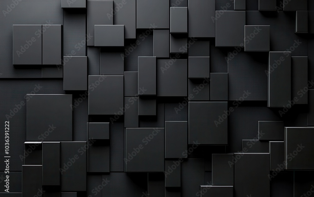 A visually stunning 3D arrangement of abstract geometric blocks, positioned on a black background, delivering a high-contrast A visually stunning 3D arrangement of abstract geometric blocks, positioned on a black background, delivering a high-contrast