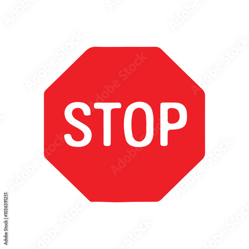Red stop icon vector art illustration on white background