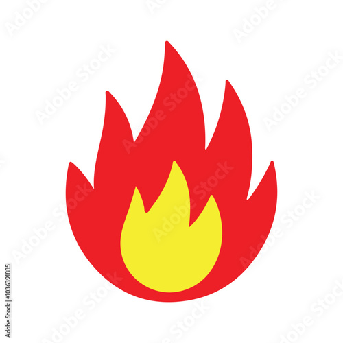 Red Fire icon vector art illustration on white background