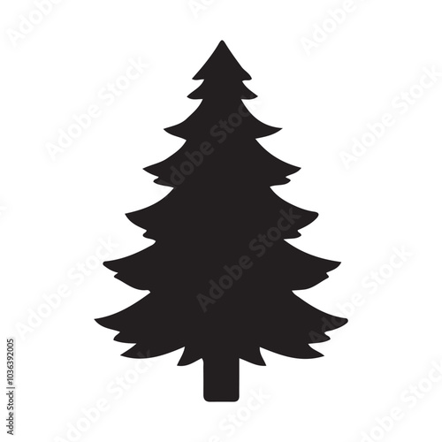 Black Christmas vector art illustration on white background