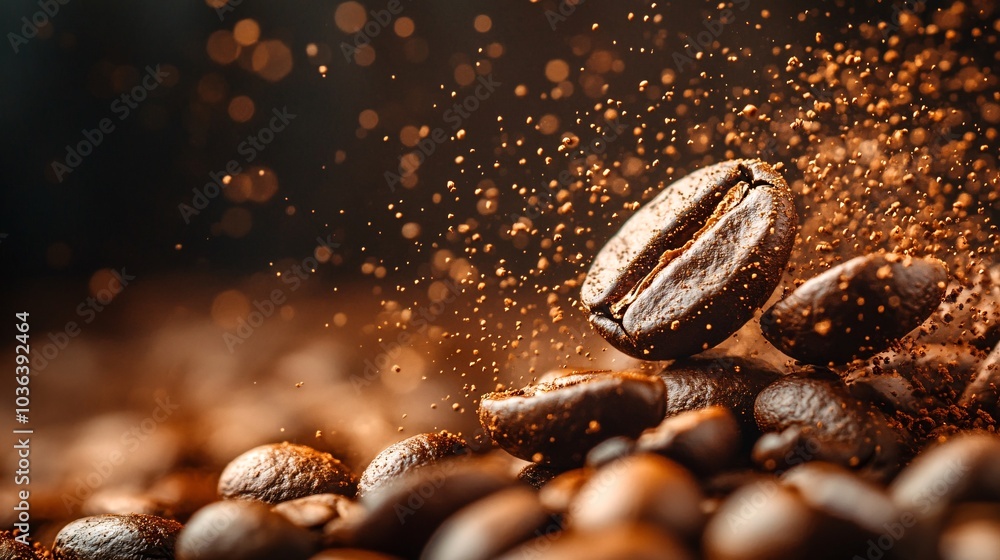 Close-Up of Coffee Beans Spinning in Motion Close-Up of Coffee Beans Spinning in Motion