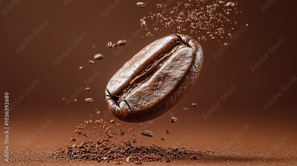 Single Coffee Bean Floating in Mid Air Single Coffee Bean Floating in Mid Air
