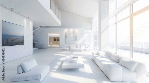 Wallpaper Mural Minimalist living room area, soft lighting Torontodigital.ca