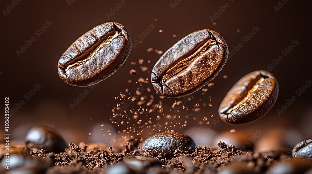 Coffee Beans in Weightless Flight Coffee Beans in Weightless Flight