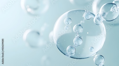 Wallpaper Mural Transparent Spheres with Smaller Bubbles Inside and a Soft Blue Background Torontodigital.ca