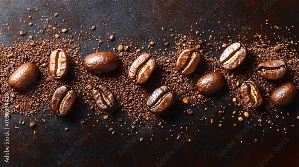Dynamic Coffee Beans in Mid Air Above Ground Dynamic Coffee Beans in Mid Air Above Ground