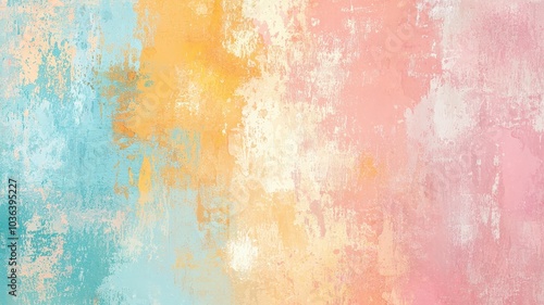 A textured abstract background featuring soft pastel colors of yellow, peach, pink, and turquoise, creating a warm, inviting atmosphere.