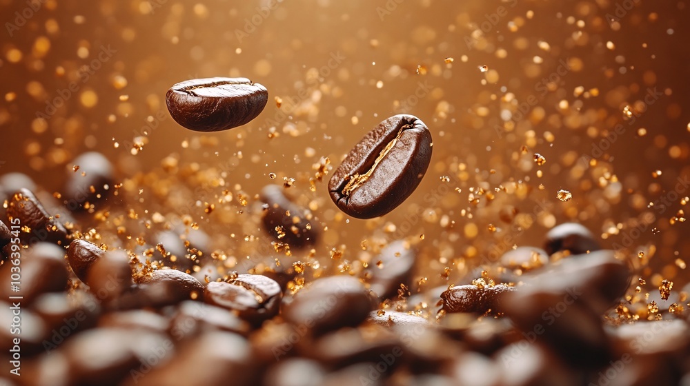 Coffee Beans Tumbling in Slow Motion Coffee Beans Tumbling in Slow Motion