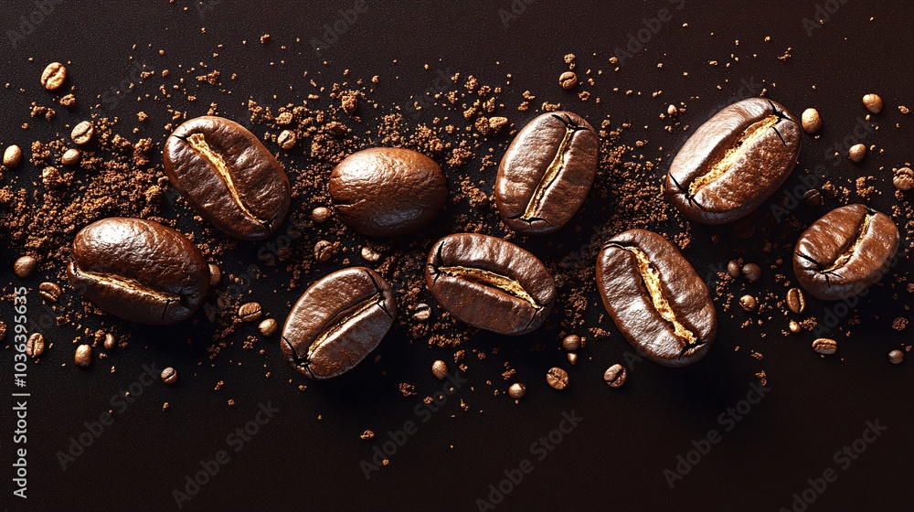 Roasted Coffee Beans Floating in the Air Roasted Coffee Beans Floating in the Air