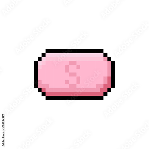 vektor pixel art pink soap