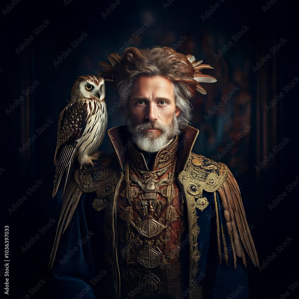 Portrait of a mage with an owl Portrait of a mage with an owl