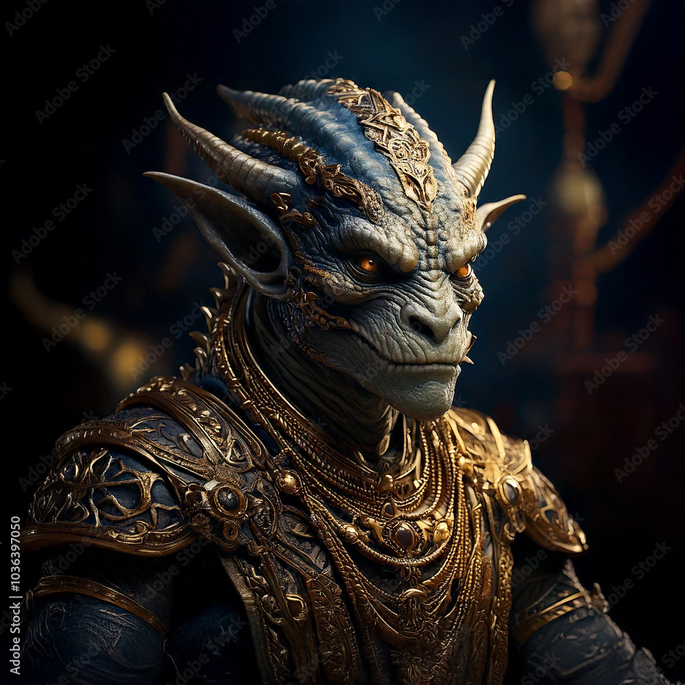 Fototapeta premium Portrait of a Half Dragon